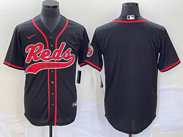 Men's Cincinnati Reds Black Replica Blank Jersey Joint Edition