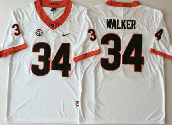 Men's Georgia Bulldogs Herschel Walker #34 White Player Game Jersey