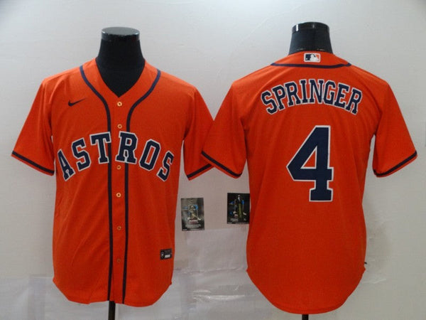 Men's Houston Astros George Springer #4 Orange Replica Baseball Jersey