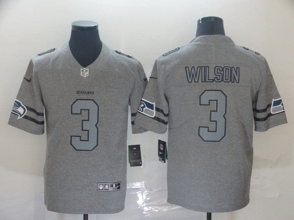 Men's Seattle Seahawks Russell Wilson #3 Gray Game Player Jersey