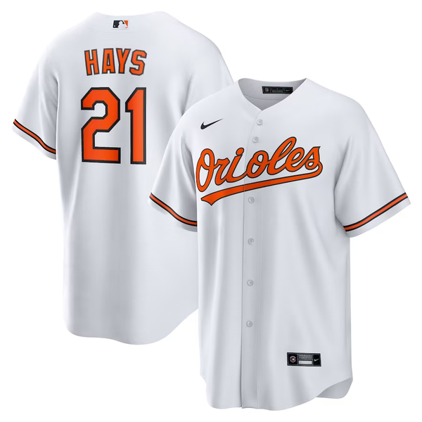 Men's Baltimore Orioles Austin Hays #21 White Replica Player Jersey