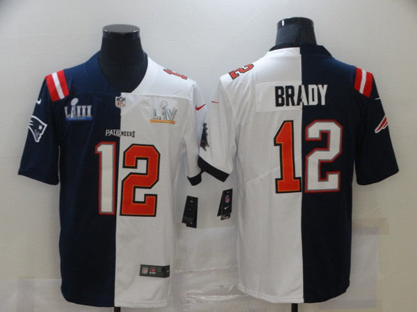 Men's New England Patriots Tom Brady #12 Navy/White Game Jersey