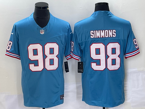 Men's Tennessee Titans Jeffery Simmons #98 Light Blue Oilers Throwback Vapor F.U.S.E. Limited Jersey