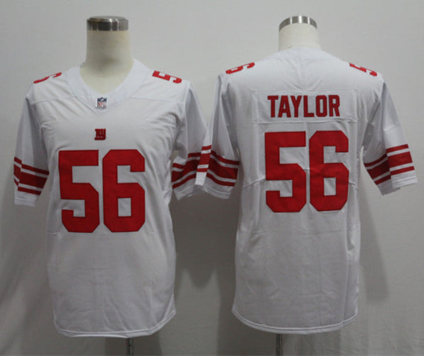 Men's New York Giants Lawrence Taylor #56 White Custom Game Jersey