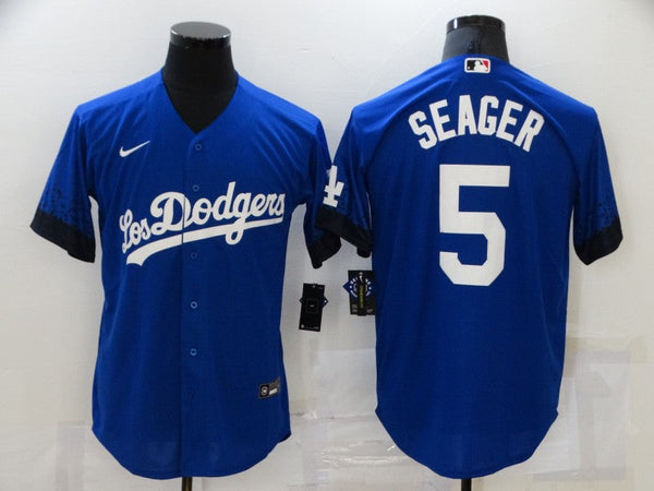 Men's Los Angeles Dodgers Corey Seager #5 Blue Stitched Jersey