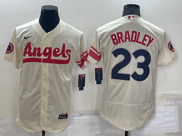 Men's Los Angeles Angels Archie Bradley #23 Beige Stitched Jersey