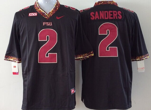 Men's Florida State Seminoles Deion Sanders #2 Black Player Game Jersey