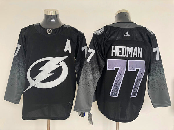 Men's Tampa Bay Lightning Victor Hedman #77 Black Home Breakaway Jersey