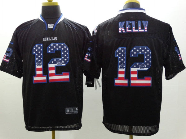 Men's Buffalo Bills Jim Kelly #12 Black Game Jersey