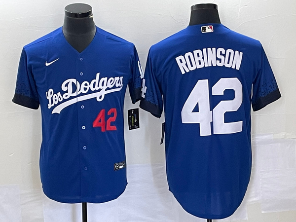 Men's Los Angeles Dodgers Jackie Robinson #42 Blue Replica Game Jersey