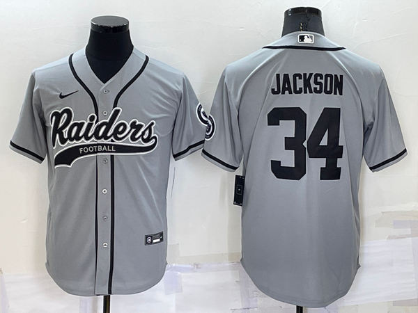 Men's Las Vegas Raiders Bo Jackson #34 Gray Game Jersey Joint Edition