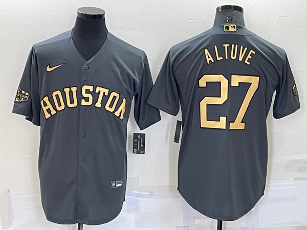 Men's Houston Astros Jose Altuve #27 Gray Stitched Jersey