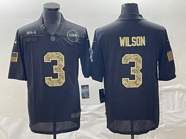 Men's Seattle Seahawks Russell Wilson #3 Black Player Jersey