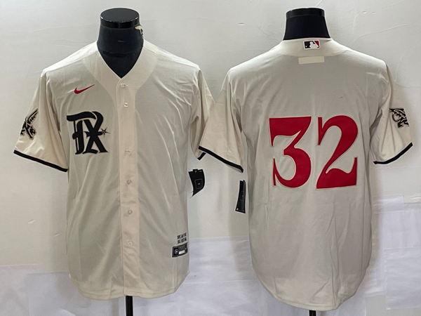 Men's Texas Rangers Josh Hamilton #32 Cream 2023 City Connect Replica Player Jersey