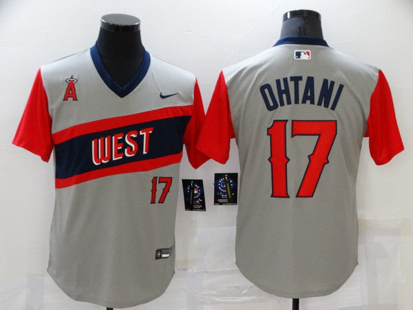 Men's Los Angeles Angels Shohei Ohtani #17 Gray Printed Baseball Jersey