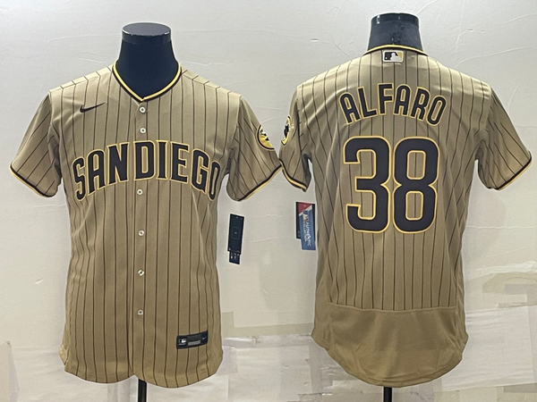 Men's San Diego Padres Jorge Alfaro #38 Khaki Stitched Jersey