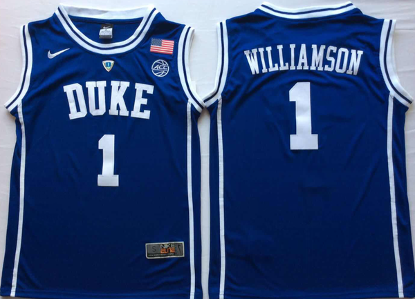 Men's Duke Blue Devils Zion Williamson #1 Blue Player Game Jersey