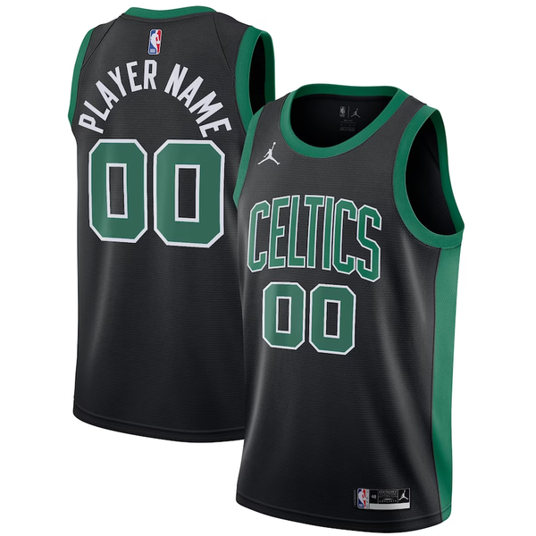 Men's Boston Celtics Black Swingman Custom Jersey - Statement Edition