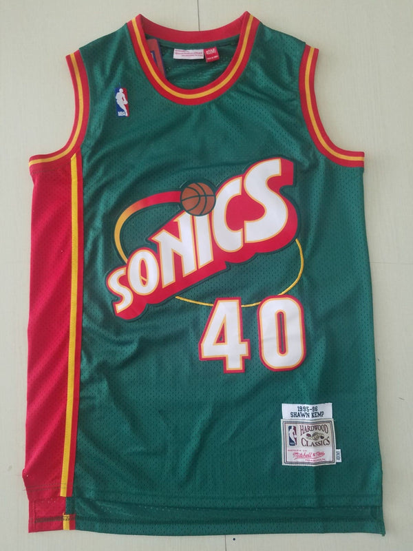 Men's Seattle Supersonics Shawn Kemp #40 Green Throwback Swingman Jersey