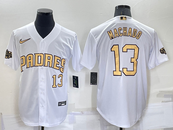 Men's San Diego Padres Manny Machado #13 White Replica Player Jersey