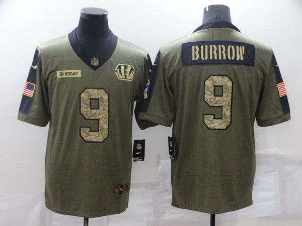 Men's Cincinnati Bengals Joe Burrow #9 Brown Game Jersey