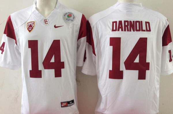 Men's USC Trojans Sam Darnold #14 White Player Game Jersey