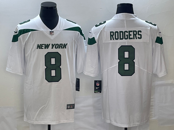 Men's New York Jets Aaron Rodgers #8 White Game Jersey