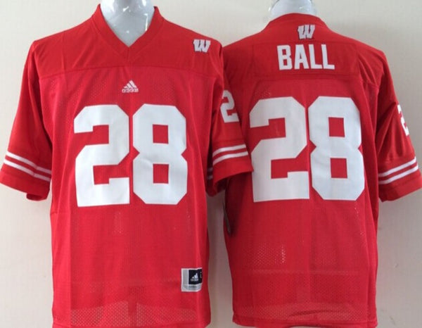 Men's Wisconsin Badgers Montee Ball #28 Red Player Game Jersey