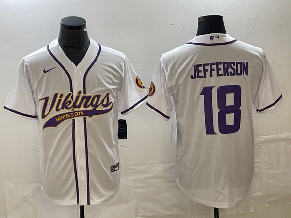 Men's Minnesota Vikings Justin Jefferson #18 White Game Jersey Joint Edition