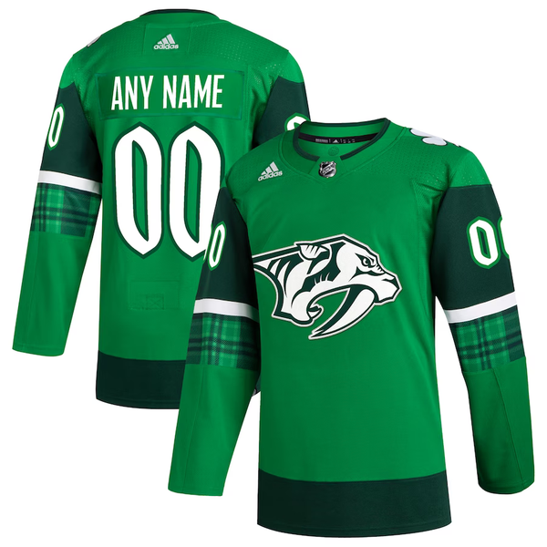 Men's Nashville Predators Kelly Green St. Patrick's Day Authentic Custom Jersey