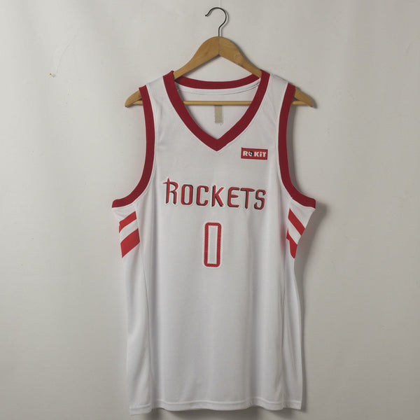 Men's Houston Rockets Russell Westbrook #0 NBA White Classics Swingman Player Jersey