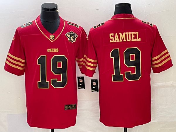 Men's San Francisco 49ers Deebo Samuel #19 Red 75th Anniversary Player Jersey