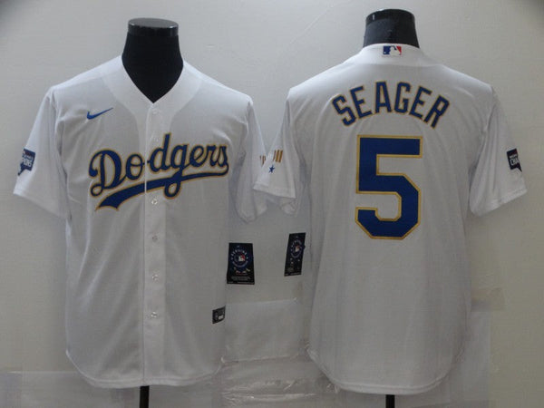 Men's Los Angeles Dodgers Corey Seager #5 White Replica Baseball Jersey