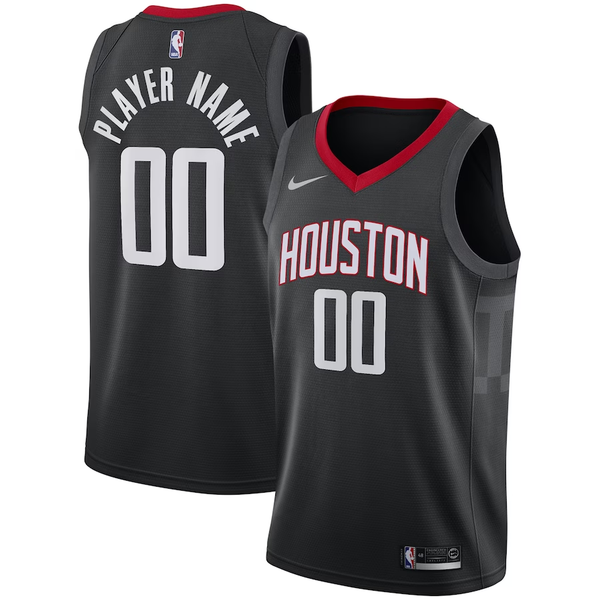 Men's Houston Rockets Black Swingman Custom Jersey - Statement Edition