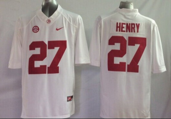 Men's Alabama Crimson Tide Derrick Henry  #27 White Player Game Jersey