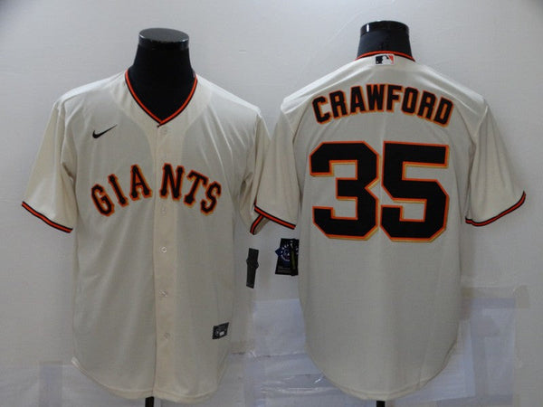 Men's San Francisco Giants Brandon Crawford #35 Beige Replica Baseball Jersey