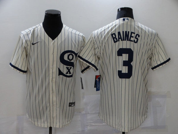 Men's Chicago White Sox Harold Baines #3 Beige Replica Baseball Jersey