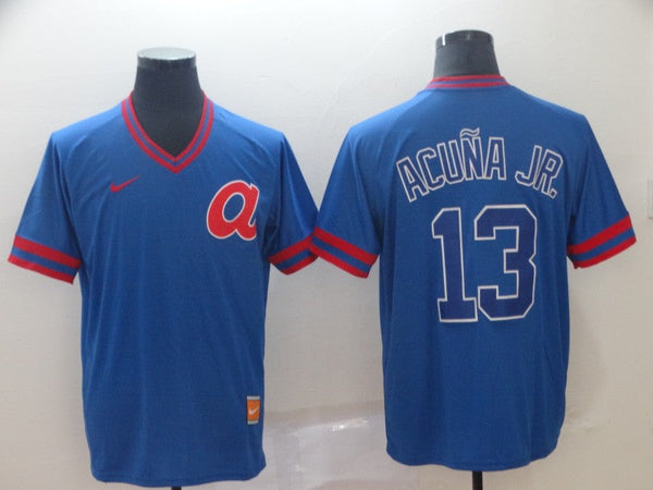 Men's Atlanta Braves Ronald Acu?a Jr. #13 Blue Replica Player Jersey