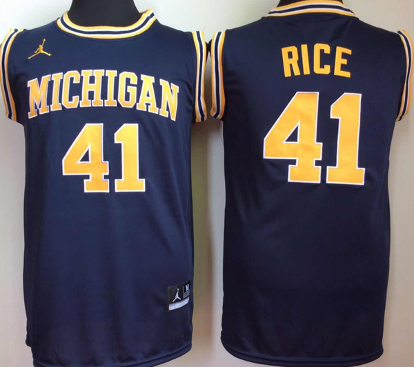 Men's Michigan Wolverines Glen Rice #41 Navy Team Replica Basketball Jersey