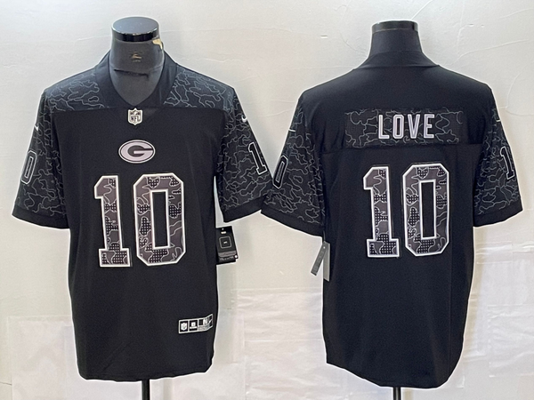 Men's Green Bay Packers Jordan Love #10 Black RFLCTV Limited Jersey