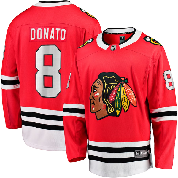 Men's Chicago Blackhawks Ryan Donato #8 Red Home Breakaway Jersey