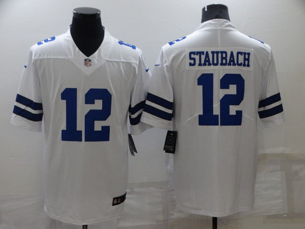 Men's Dallas Cowboys Roger Staubach #12 White Vapor Limited Jersey