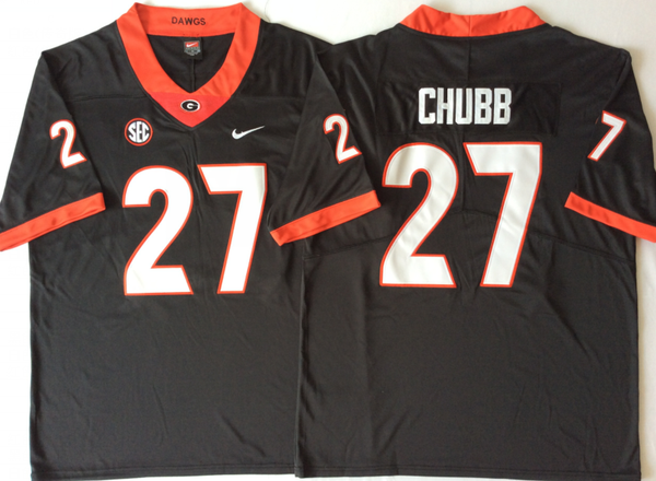 Men's Georgia Bulldogs Nick Chubb #27 Black Player Jersey