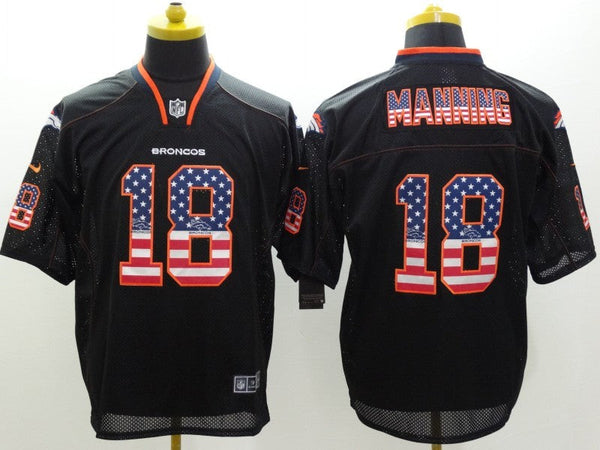 Men's Denver Broncos Peyton Manning #18 Black Game Player Jersey