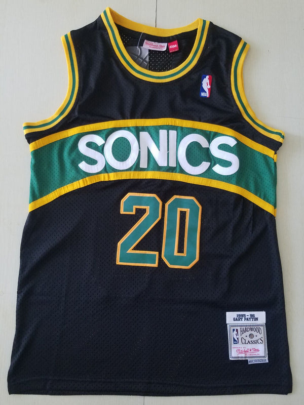 Men's Seattle Supersonics Gary Payton #20 Black Throwback Swingman Jersey