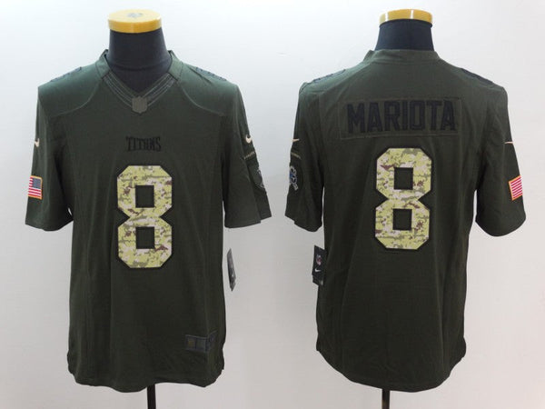 Men's Tennessee Titans Marcus Mariota #8 Army Green Game Jersey