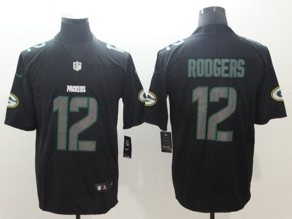 Men's Green Bay Packers #12 Aaron Rodgers Black Alternate Game Jersey