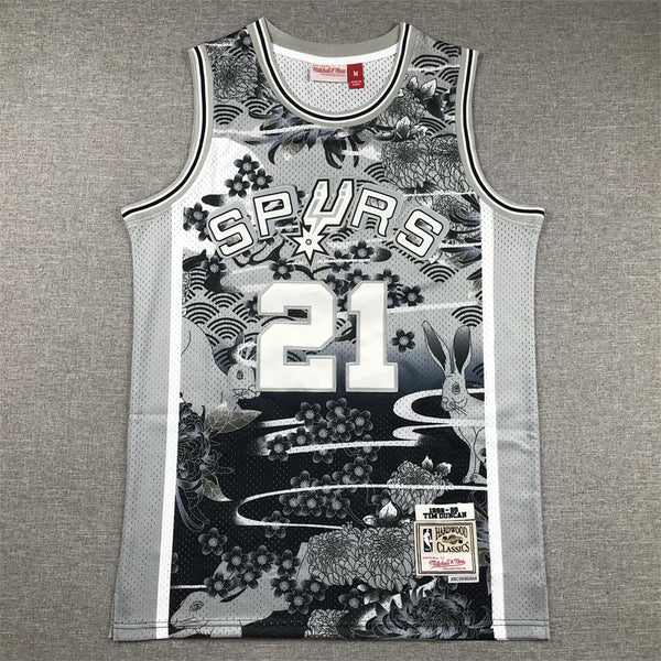 Men's San Antonio Spurs Tim Duncan #21 Year of Rabbit Edition Hardwood Classics Swingman Jersey