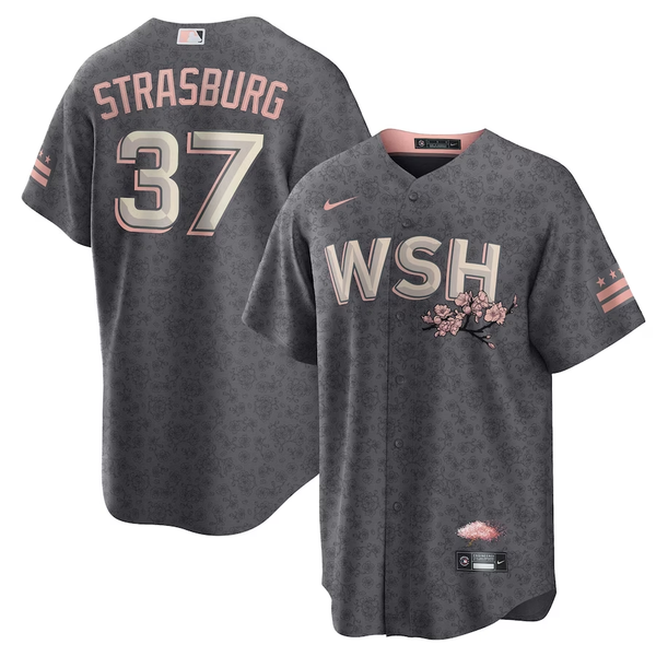 Men's Washington Nationals Stephen Strasburg #37 Gray City Connect Replica Player Jersey