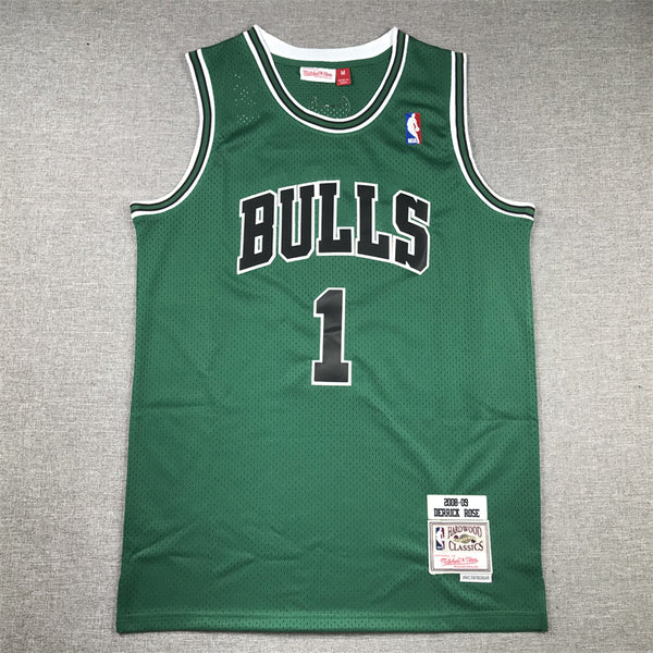 Men's Chicago Bulls Derrick Rose #1 Green Swingman Jersey